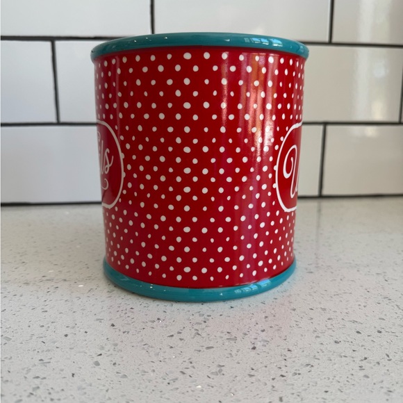 The Pioneer Woman Red and Teal Polka Dot Utensil Holder - Picture 4 of 7